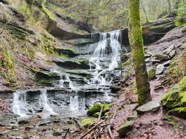 Eindrucksvoller Wasserfall beim Waldbaden